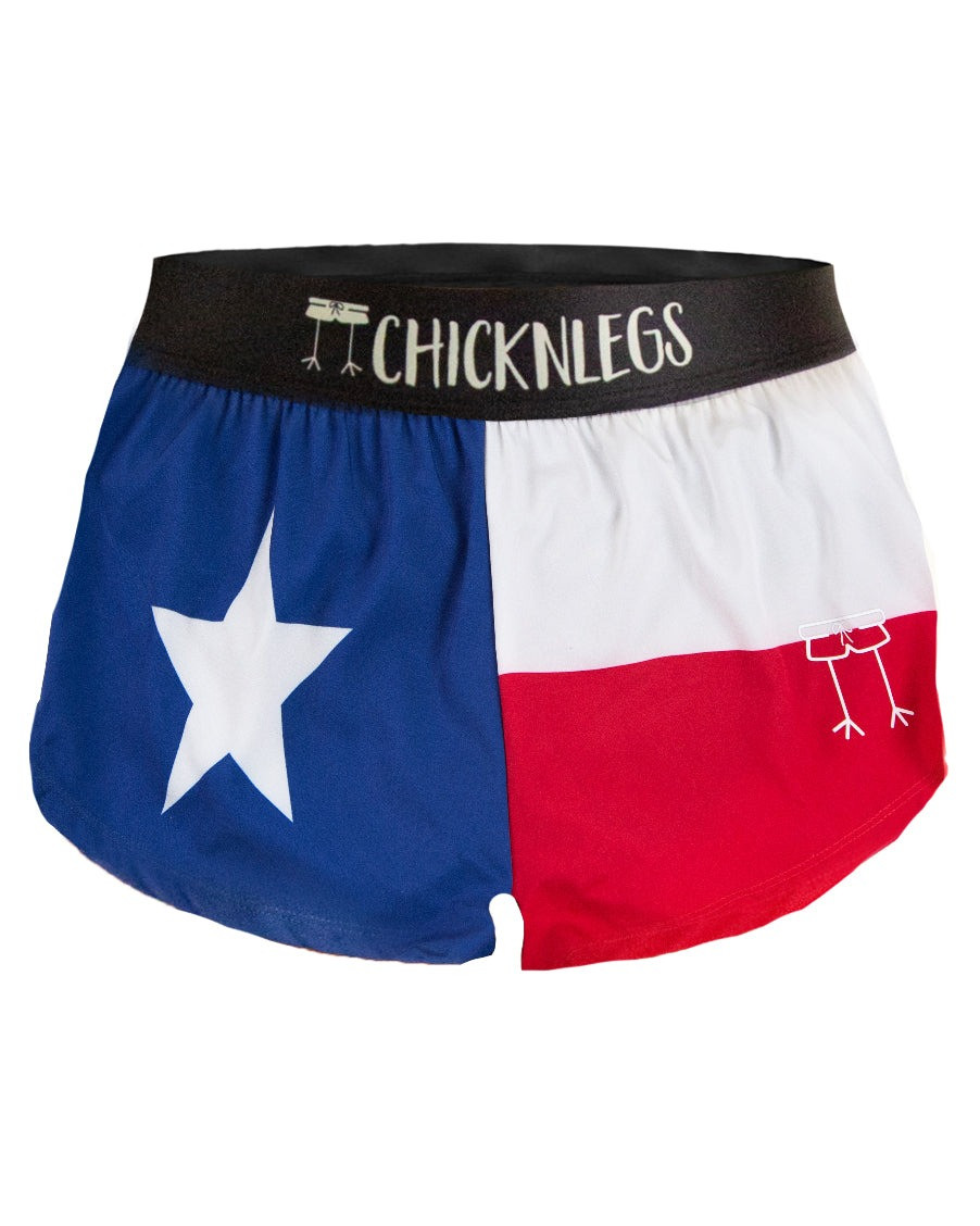 ChicknLegs Women's Texas Flag 1.5" Split Running Shorts