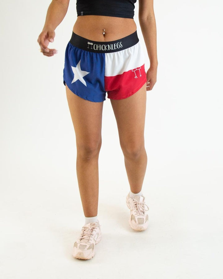 ChicknLegs Women's Texas Flag 1.5" Split Running Shorts