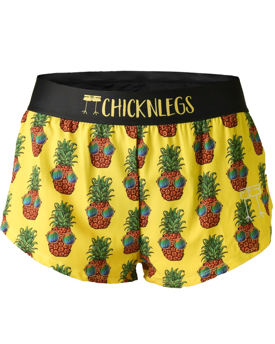 ChicknLegs Women's Pineapple Express 1.5" Split Running Shorts