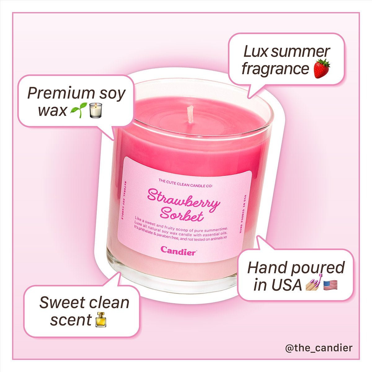 Candier Strawberry Sorbet Candle 4 Candier Strawberry Sorbet Candle