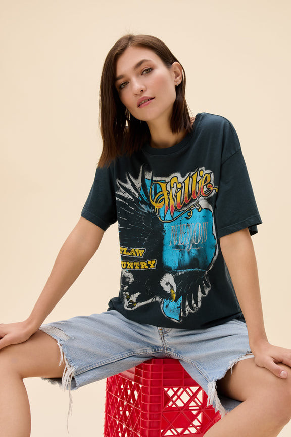 Daydreamer Women's Willie Nelson Outlaw Country Boyfriend Tee 5 Daydreamer Women's Willie Nelson Outlaw Country Boyfriend Tee