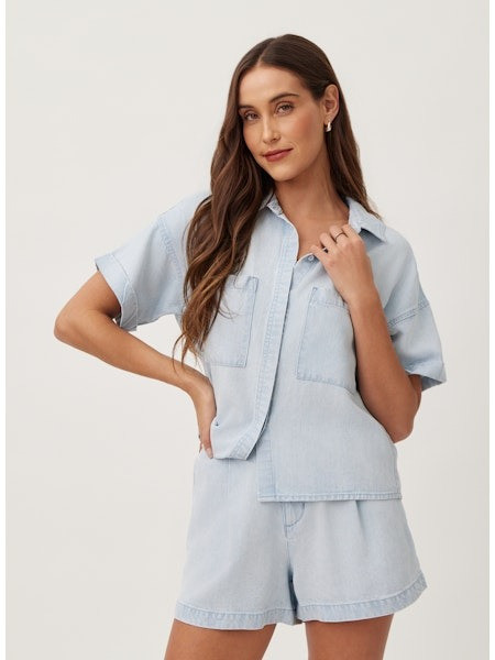 Bella Dahl Women's Two Pocket Short Sleeve Shirt