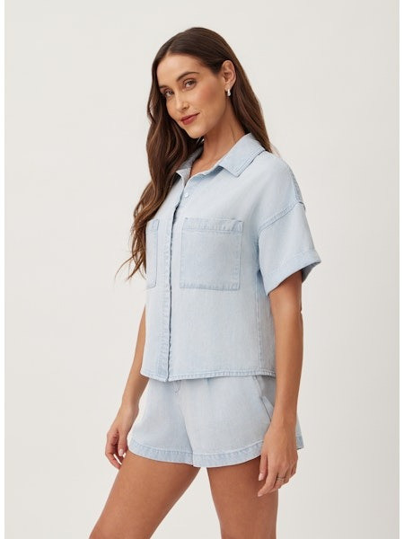Bella Dahl Women's Two Pocket Short Sleeve Shirt