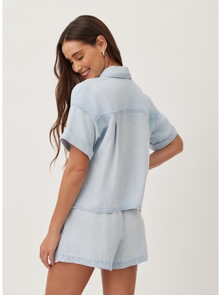 Bella Dahl Women's Two Pocket Short Sleeve Shirt