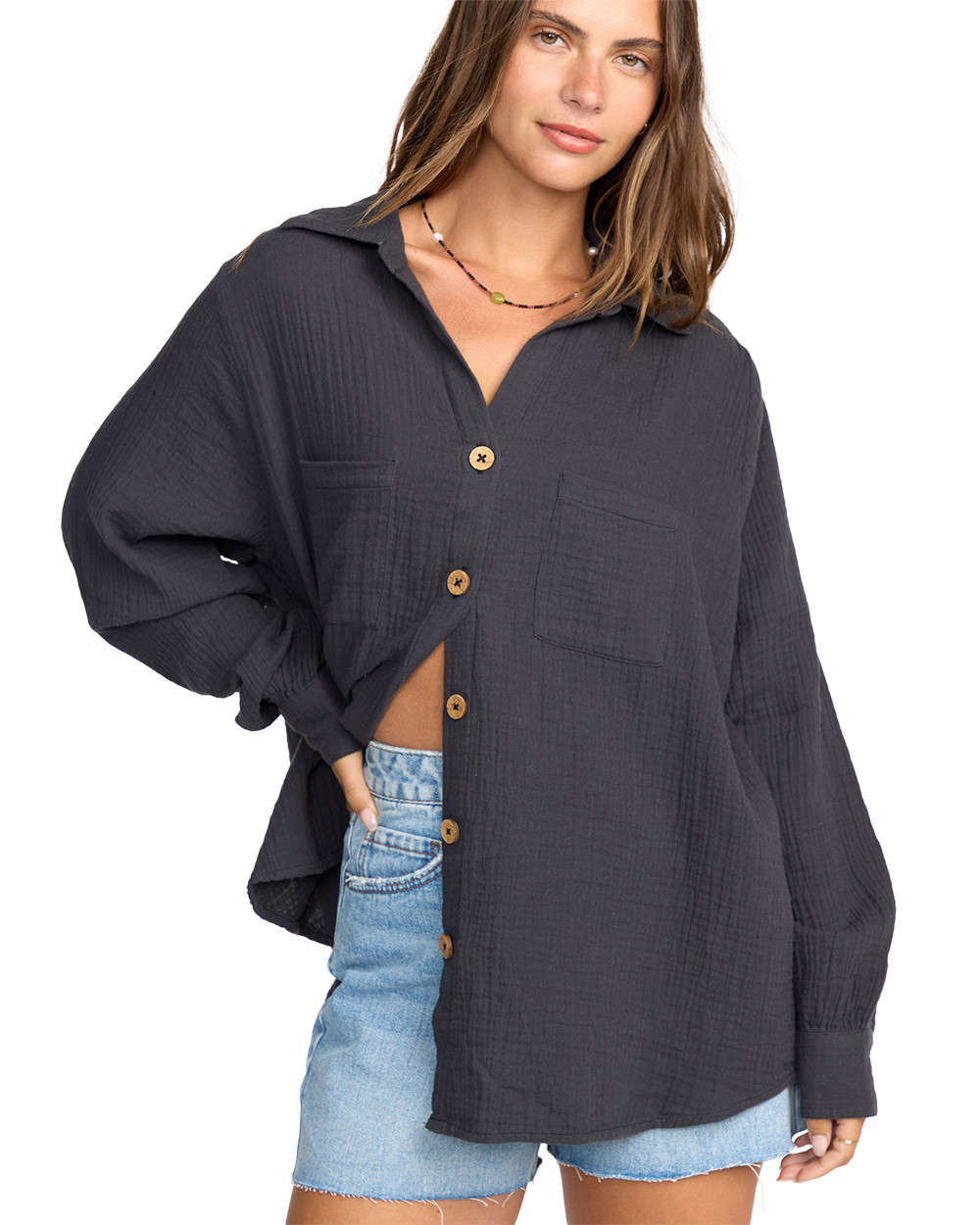 Billabong Women's Sweet Swell Long Sleeve Shirt 8 Billabong Women's Sweet Swell Long Sleeve Shirt