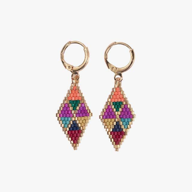 Ink & Alloy Carmen Mini Gold Hoop Beaded Drop Earrings