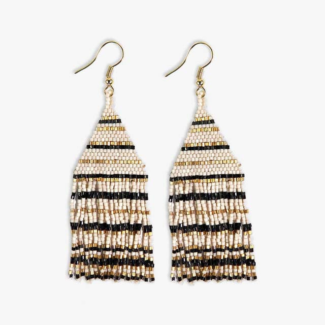 Ink & Alloy Lexie Fringe Earrings Black & Gold