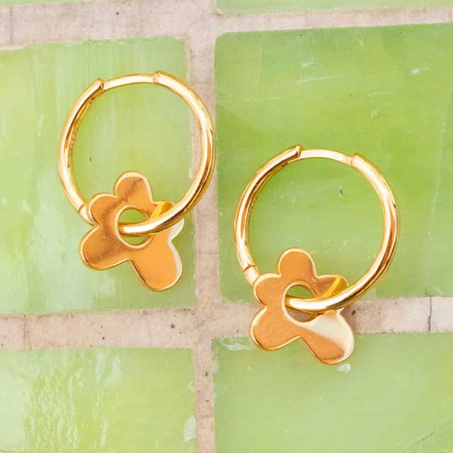 Get Back Gold Daisy Disco Hoop Earrings