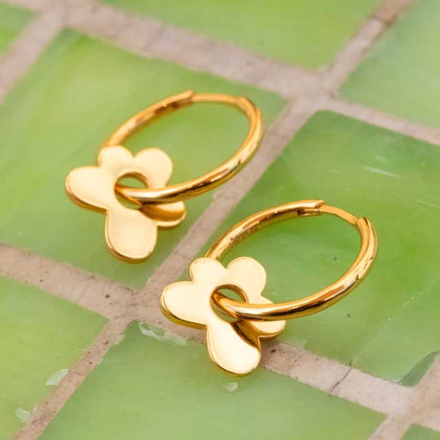 Get Back Gold Daisy Disco Hoop Earrings 3 Get Back Gold Daisy Disco Hoop Earrings