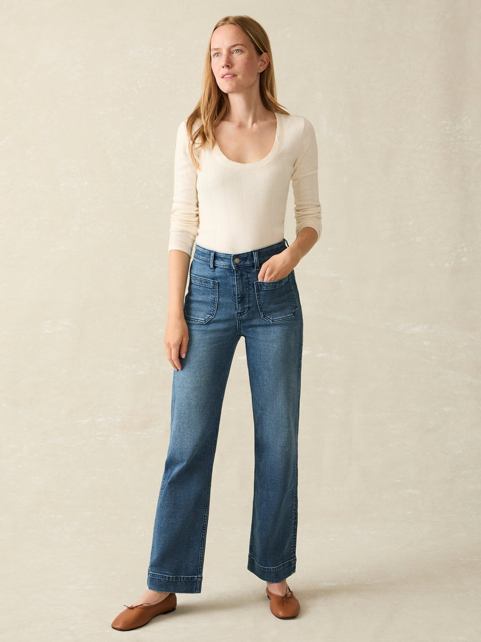 Faherty Women's Stretch Terry Patch Pocket Jeans