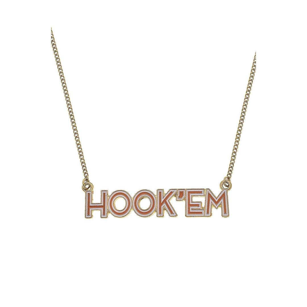 Canvas Style Texas Longhorns Outline Enamel Necklace