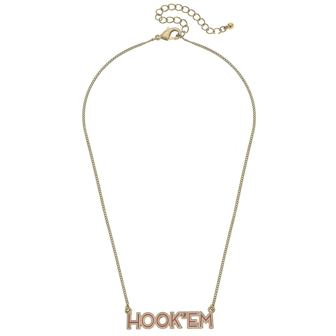 Canvas Style Texas Longhorns Outline Enamel Necklace