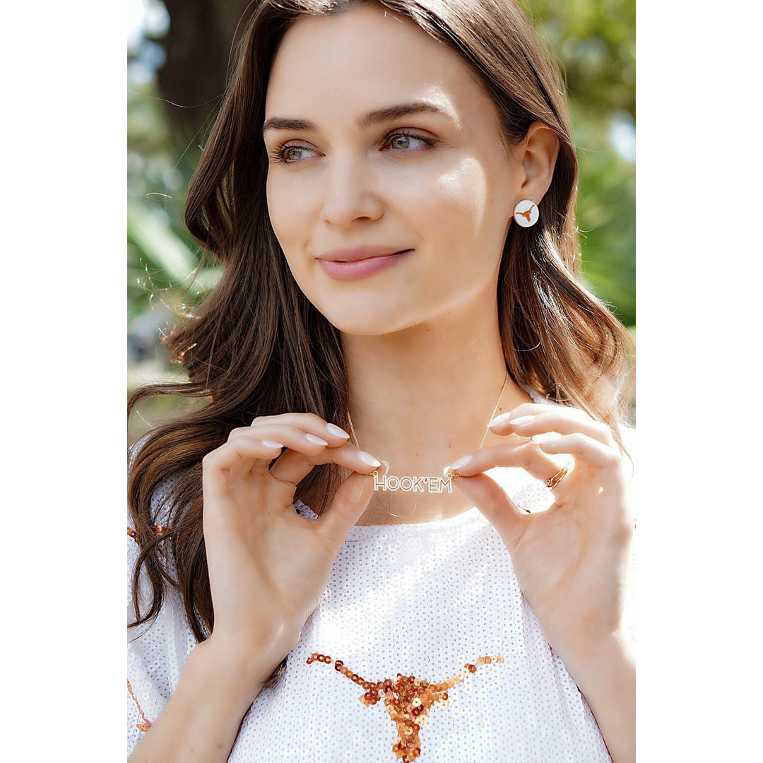 Canvas Style Texas Longhorns Outline Enamel Necklace 3 Canvas Style Texas Longhorns Outline Enamel Necklace