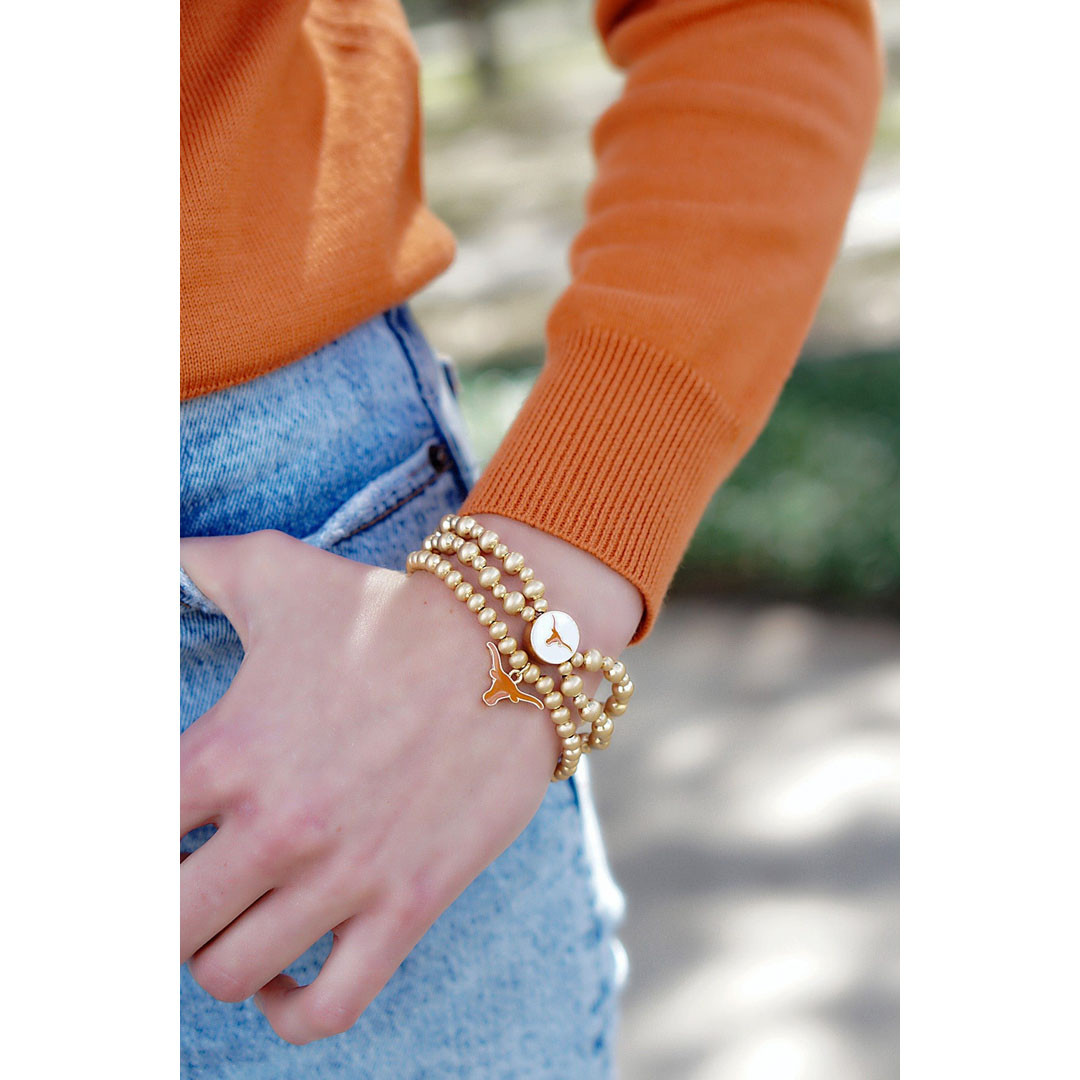 Canvas Style Texas Longhorns Ball Bead Stretch Bracelet
