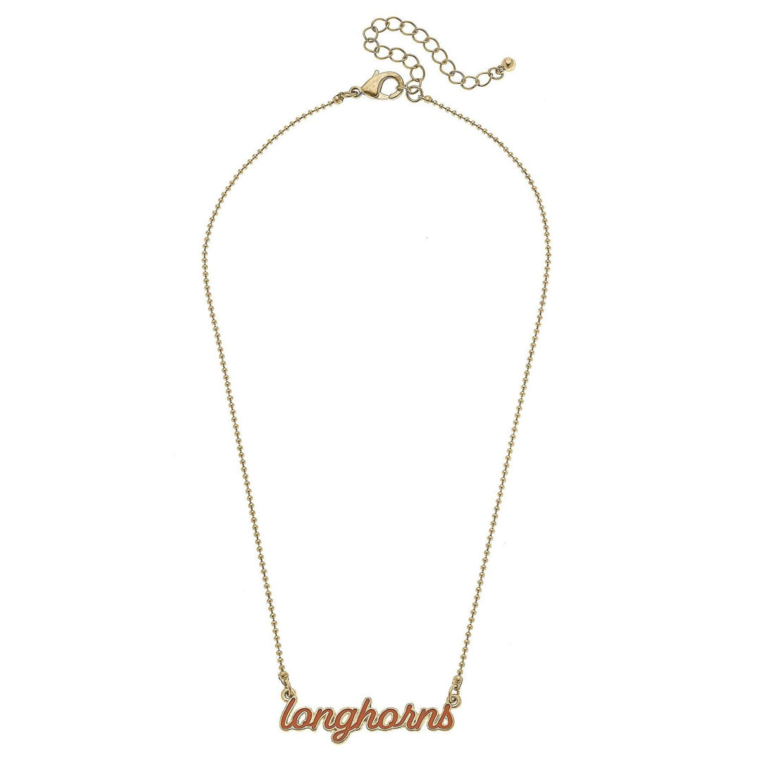 Canvas Style Texas Longhorns Enamel Script Necklace