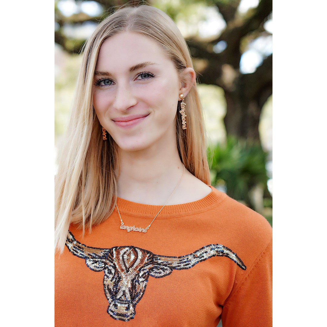 Canvas Style Texas Longhorns Enamel Script Earrings