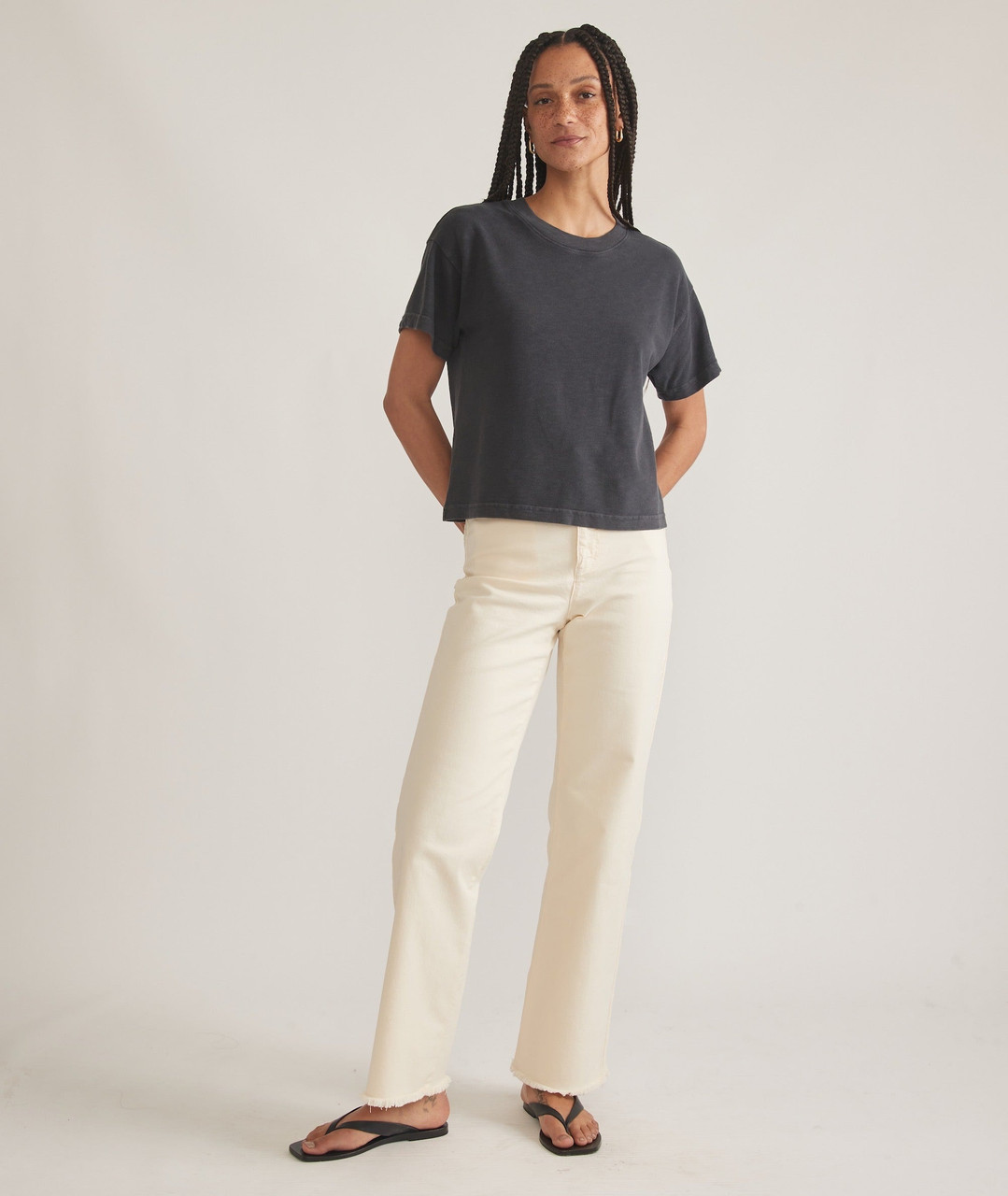Marine Layer Women's  Slub Boxy Crop Tee