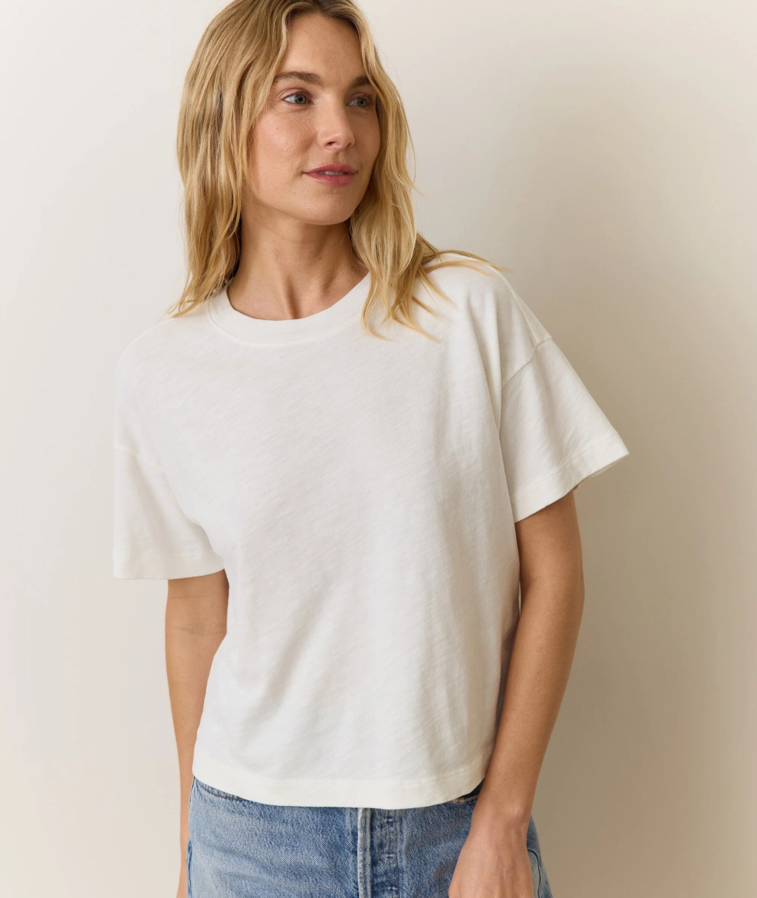 Marine Layer Women's  Slub Boxy Crop Tee