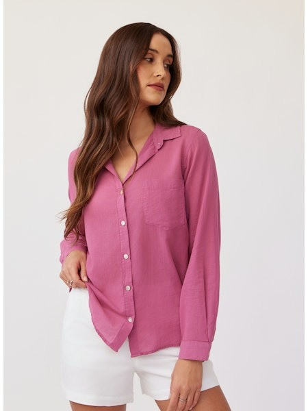 Bella Dahl Women's Pocket Button Down Long Sleeve Tee