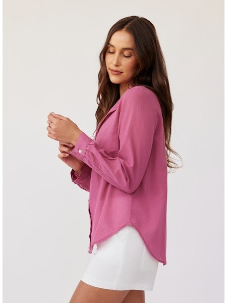 Bella Dahl Women's Pocket Button Down Long Sleeve Tee