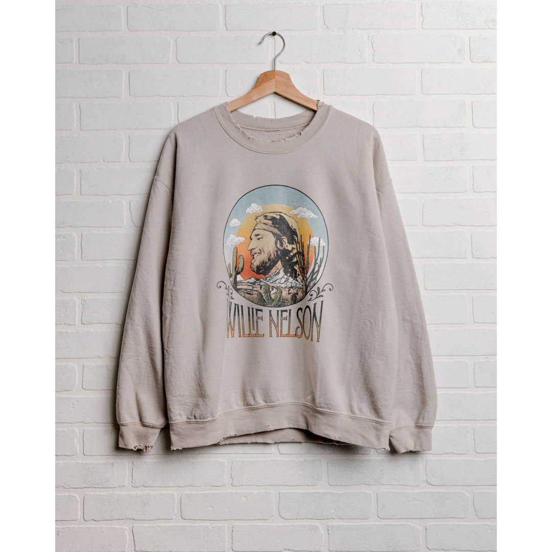 Home 53 Livy Lu Willie Nelson In The Sky Distressed Sweatshirt