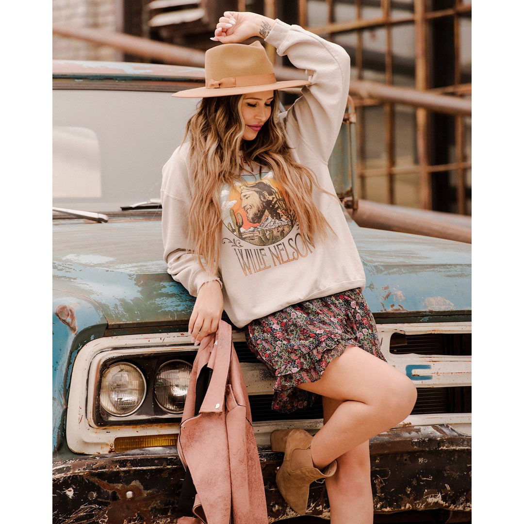 Livy Lu Willie Nelson In The Sky Distressed Sweatshirt 6 Livy Lu Willie Nelson In The Sky Distressed Sweatshirt