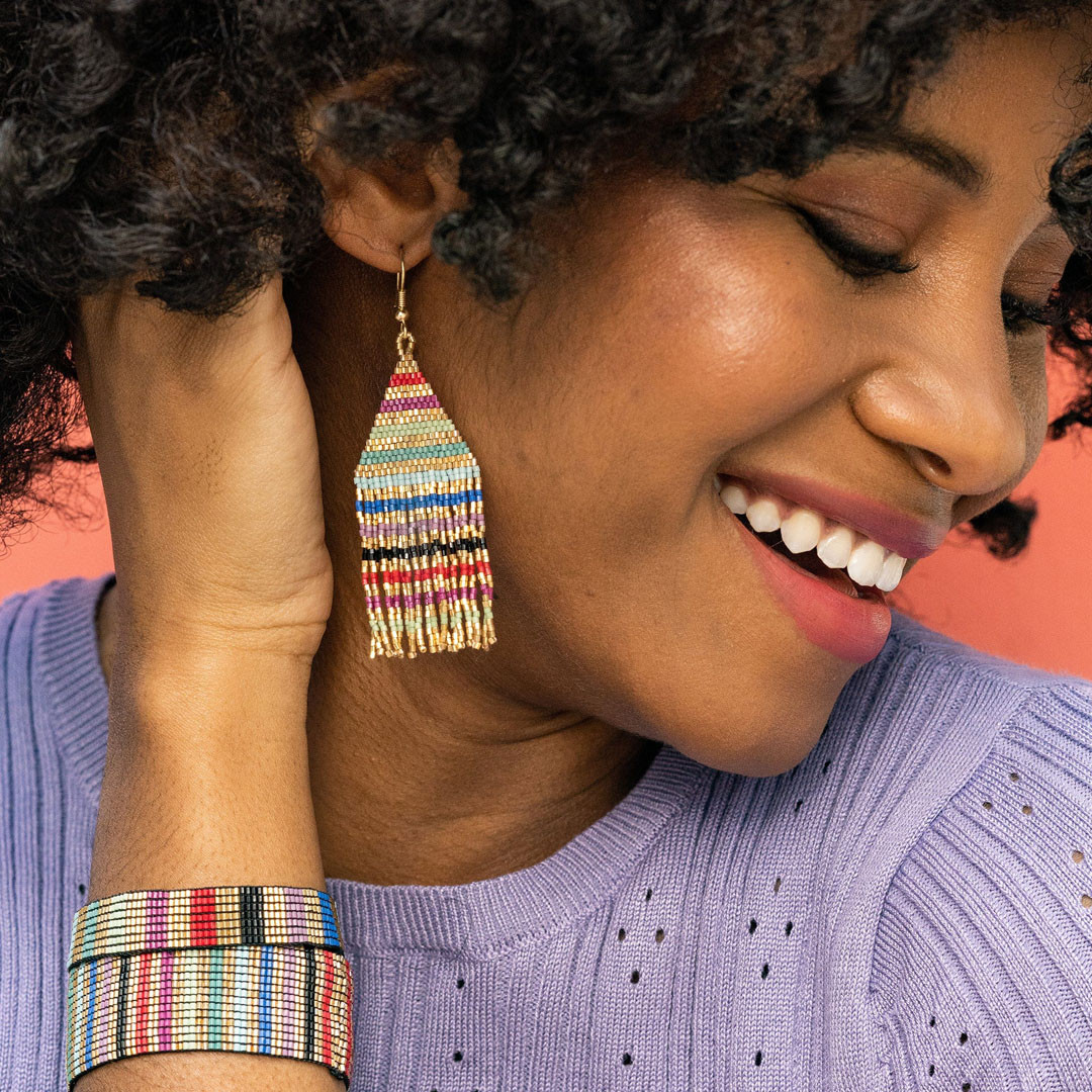 Ink & Alloy Lexie Beaded Fringe Earrings