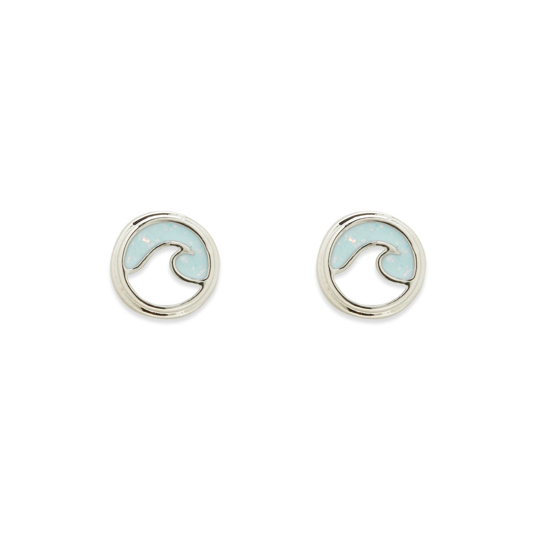 Pura Vida Open Enamel Wave Stud Earrings