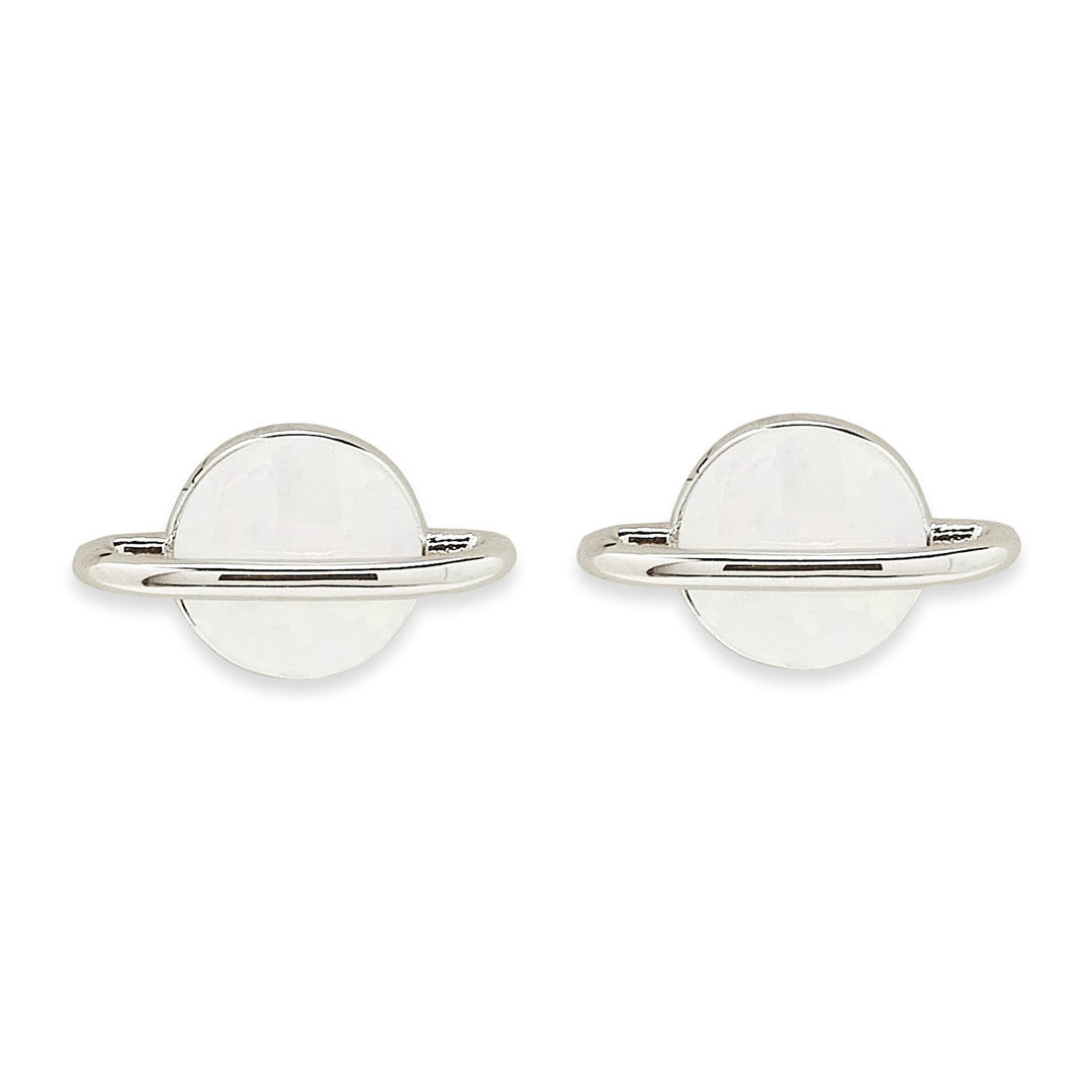Pura Vida White Opal Saturn Stud Earrings