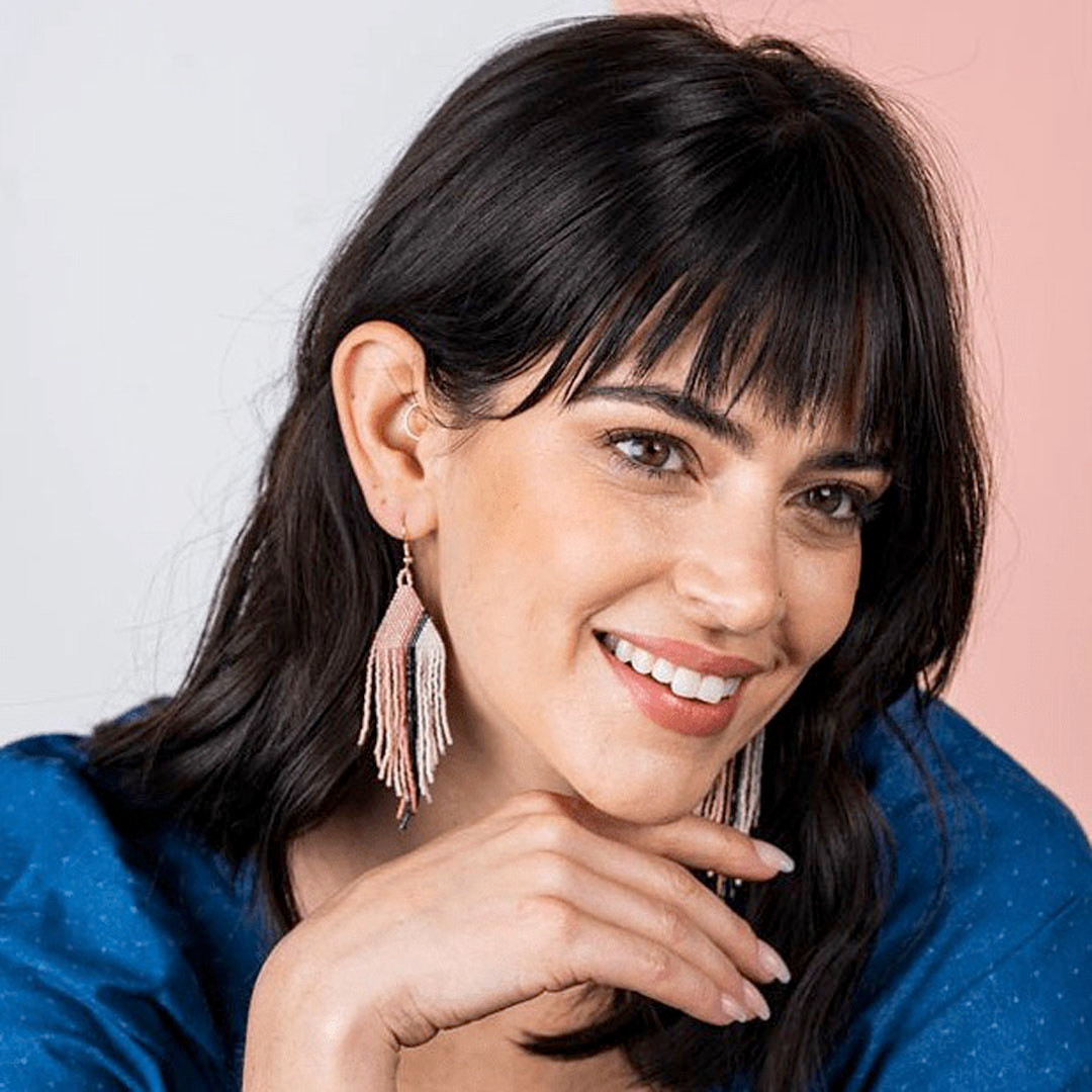 Ink & Alloy Fringe Luxe Stripe Earrings - Blush Terracotta
