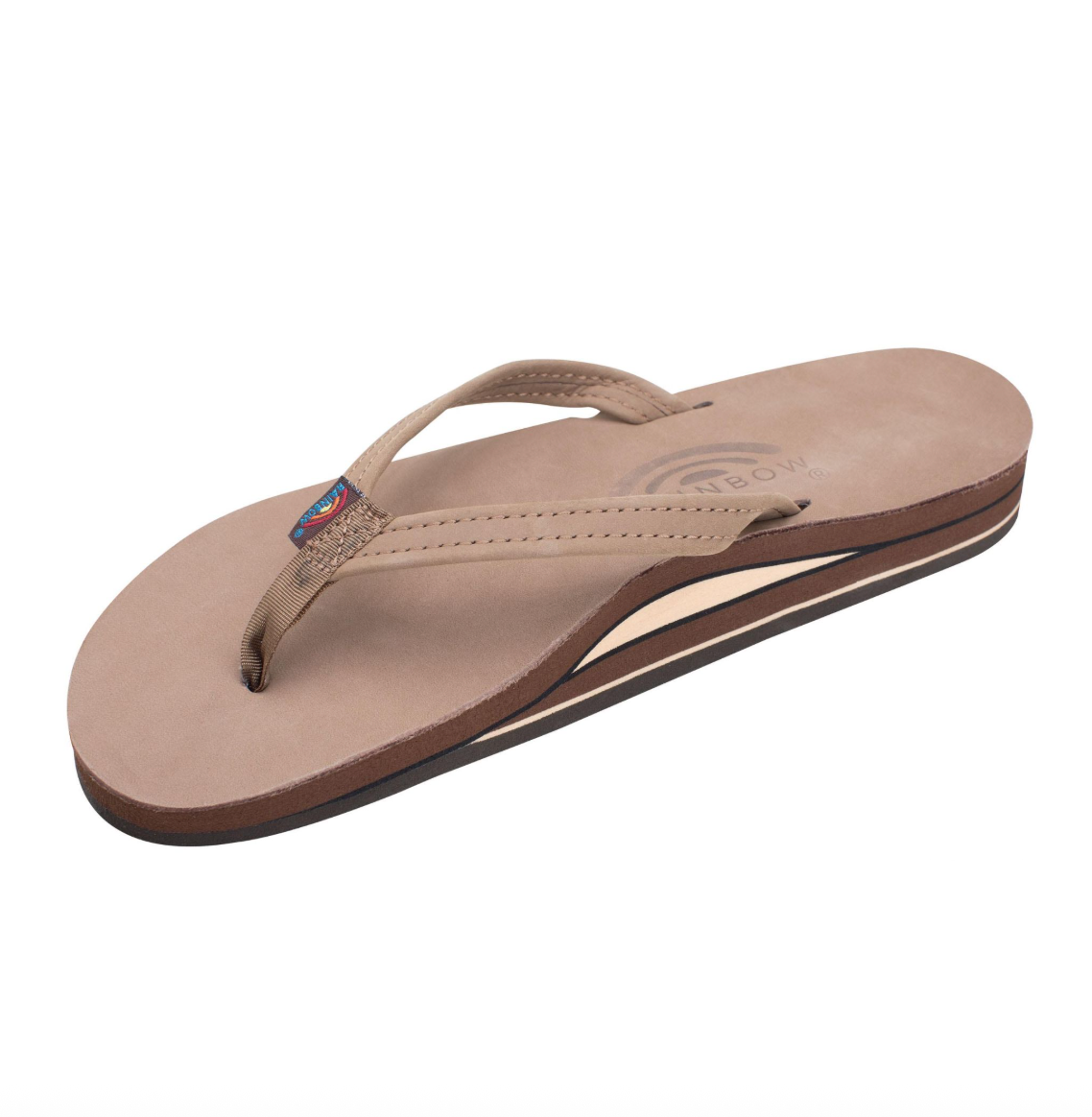 Rainbow Women's Double Layer Narrow Strap Leather Sandals