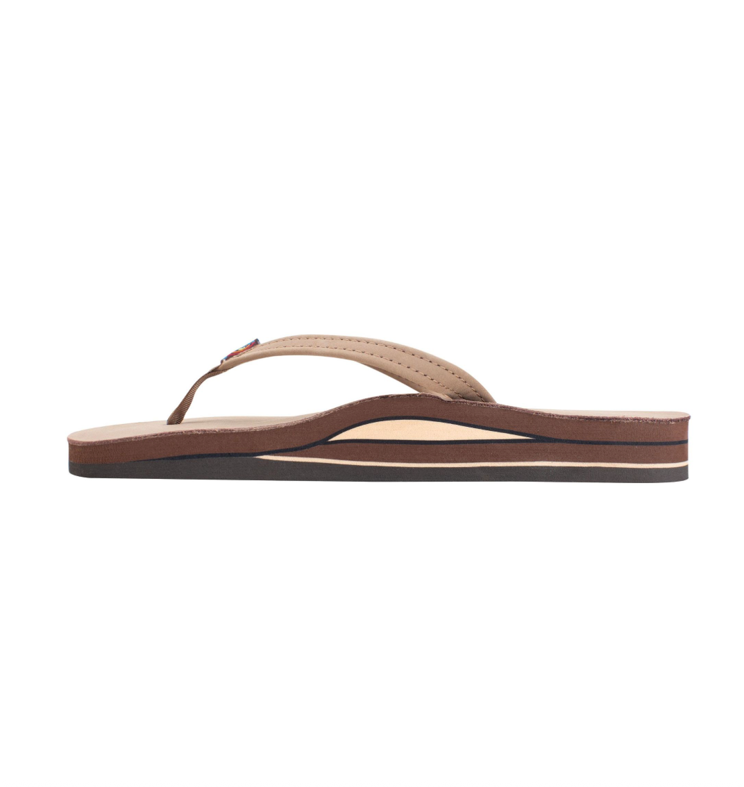 Rainbow Women's Double Layer Narrow Strap Leather Sandals