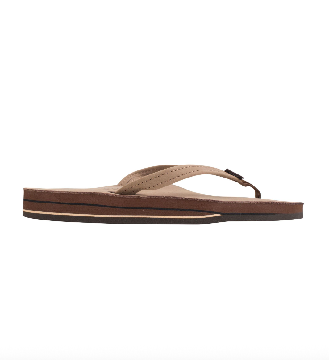Rainbow Women's Double Layer Narrow Strap Leather Sandals