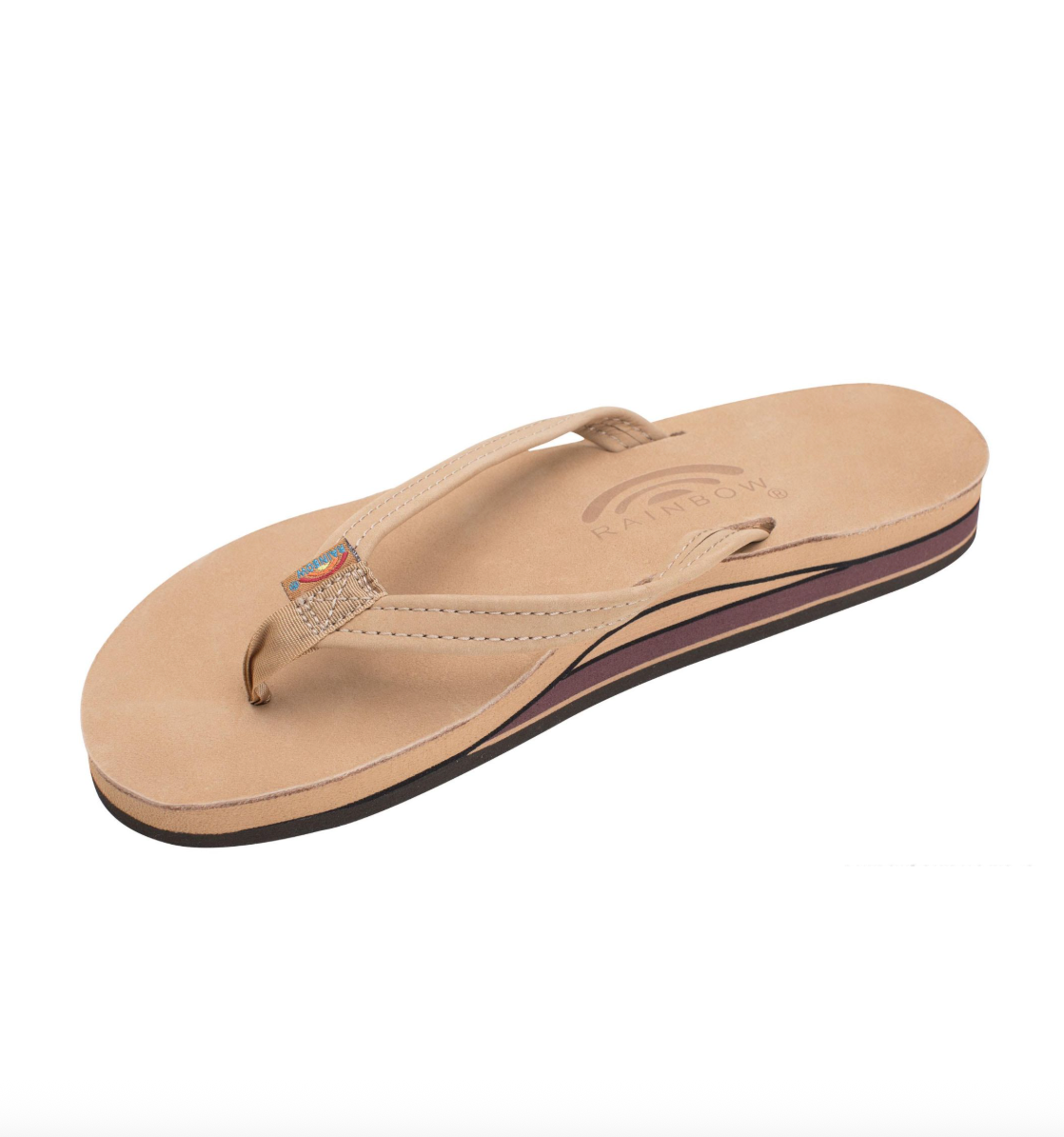 Rainbow Women's Double Layer Narrow Strap Leather Sandals