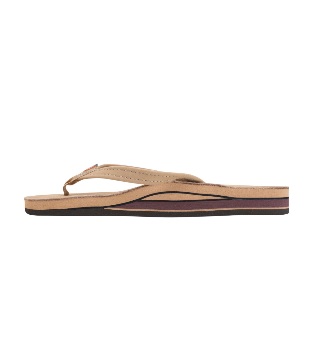 Rainbow Women's Double Layer Narrow Strap Leather Sandals