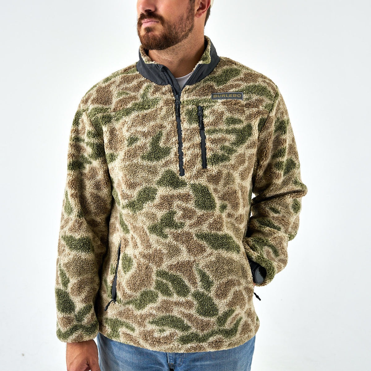 Burlebo Men's Mountain Fleece Sherpa Quarter Zip Pullover 7 Burlebo Men's Mountain Fleece Sherpa Quarter Zip Pullover