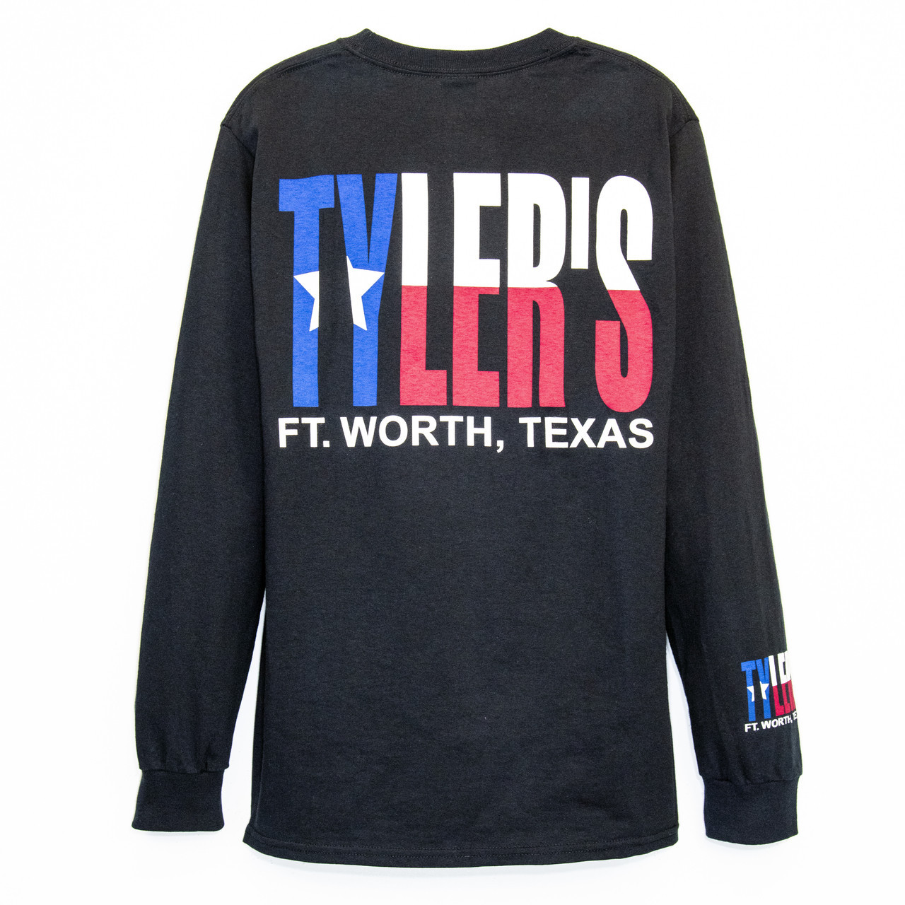 TYLER'S Black/Texas Flag Long Sleeve Block Tee