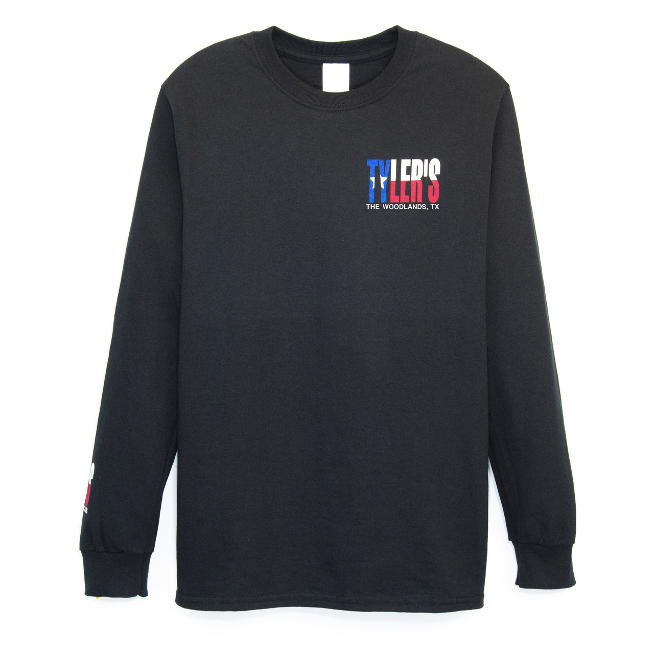 TYLER'S Black/Texas Flag Long Sleeve Block Tee