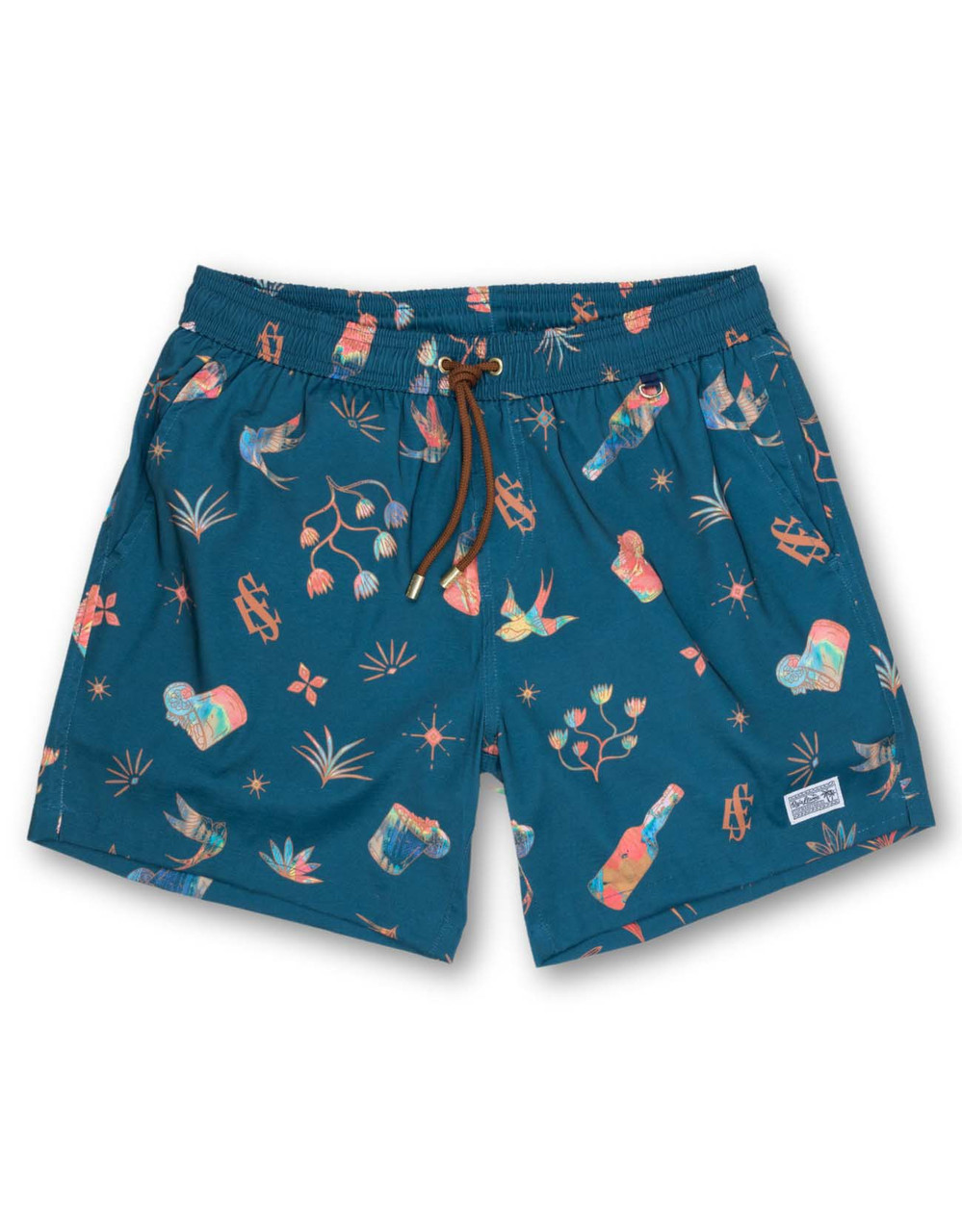 Baja Llama Men's El Sativo Tequila Stretch Swim Trunks