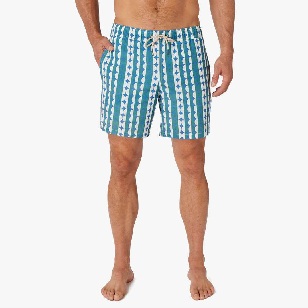 Fair Harbor Men's The Bayberry 7" Swim Trunks - Green Dots