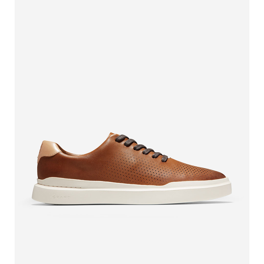 Men's GrandPrø Rally Laser Cut Sneaker - British Tan/ Ivory