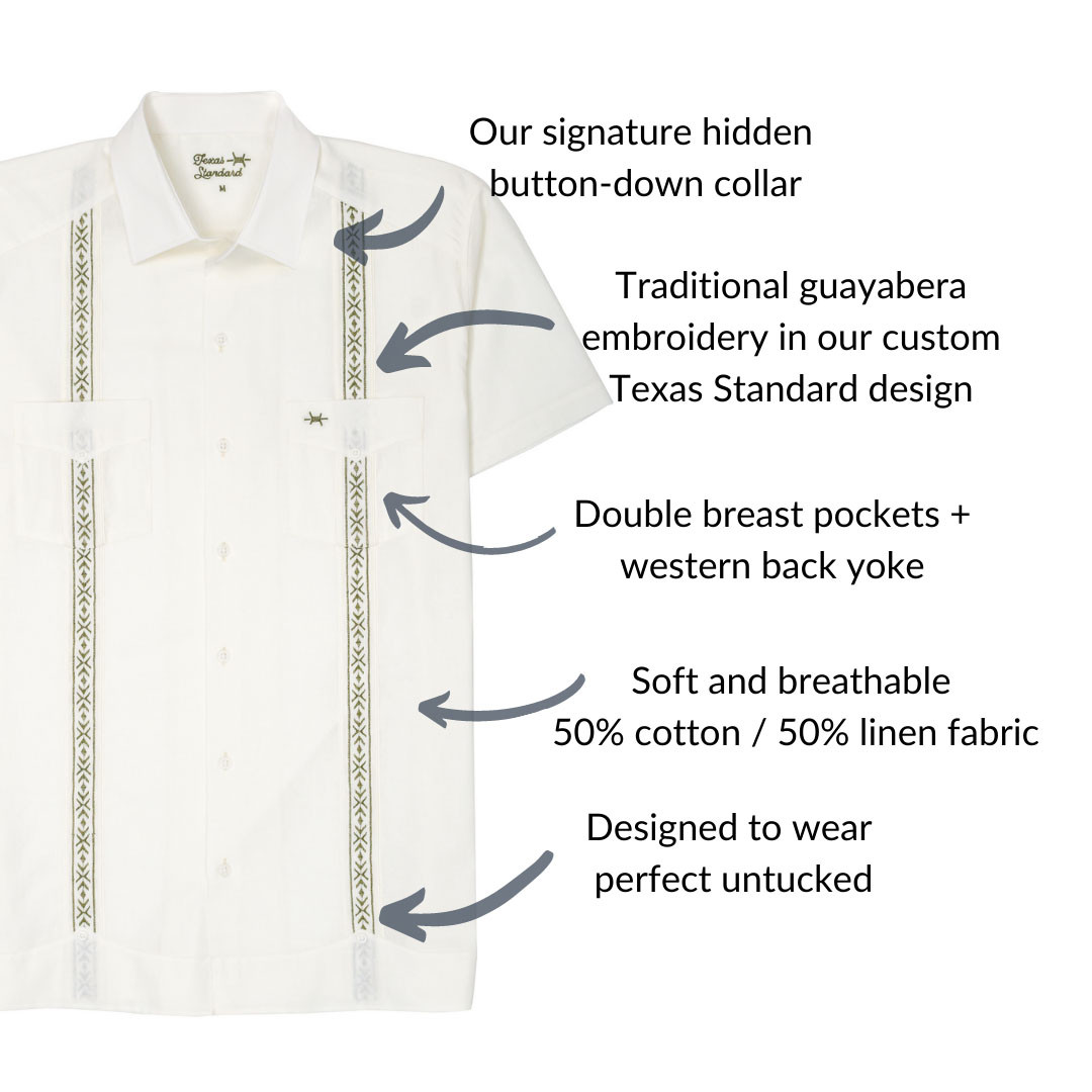 Texas Standard Men's Tejas Guayabera Shirt - Flores 9 Texas Standard Men's Tejas Guayabera Shirt - Flores