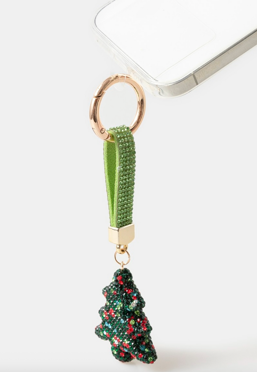 Pave Christmas Tree Bag Charm Keychain