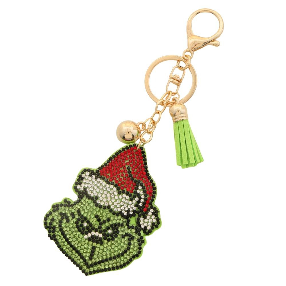 Grinch Rhinestone Keychain