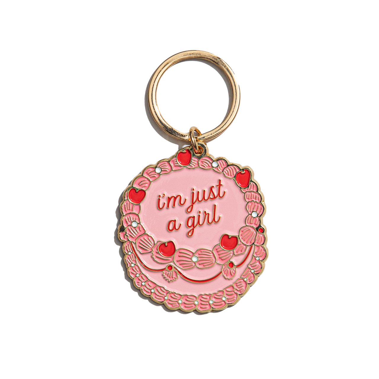Brittany Paige Just A Girl Vintage Cake Enamel Keychain