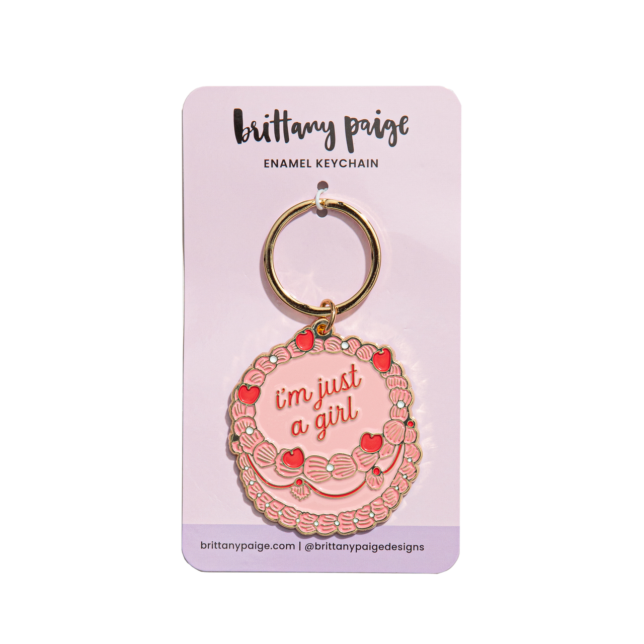 Brittany Paige Just A Girl Vintage Cake Enamel Keychain