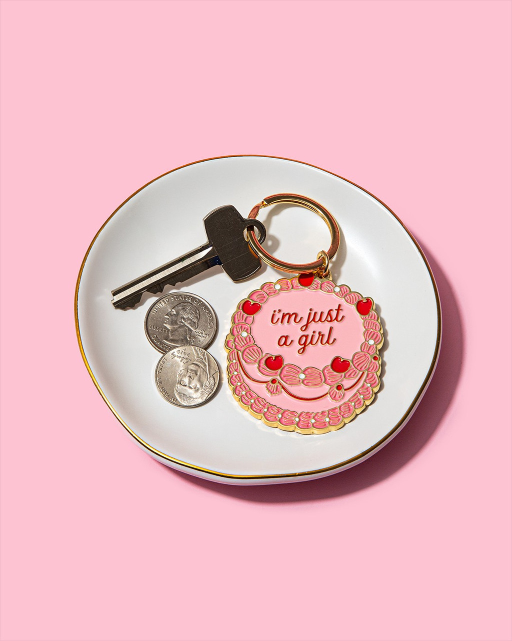 Brittany Paige Just A Girl Vintage Cake Enamel Keychain 3 Brittany Paige Just A Girl Vintage Cake Enamel Keychain
