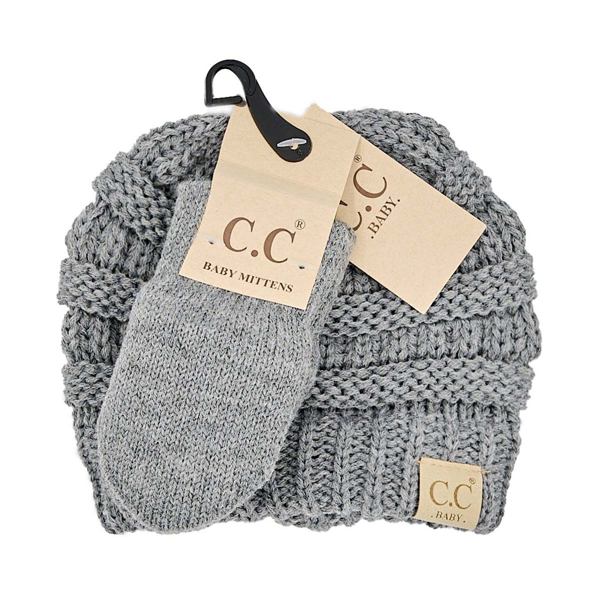 Solid Ribbed Baby Beanie Hat and Mitten Glove Set 2 Solid Ribbed Baby Beanie Hat and Mitten Glove Set