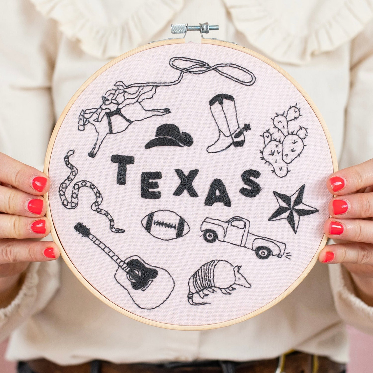 Cotton Clara Texas x Maptote Embroidery Hoop Kit 3 Cotton Clara Texas x Maptote Embroidery Hoop Kit