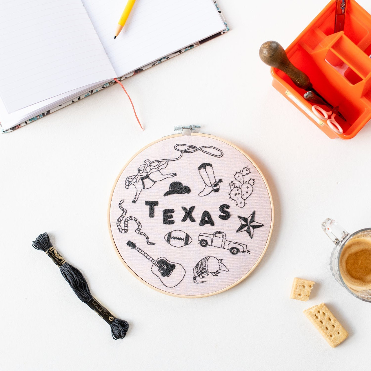 Cotton Clara Texas x Maptote Embroidery Hoop Kit 4 Cotton Clara Texas x Maptote Embroidery Hoop Kit